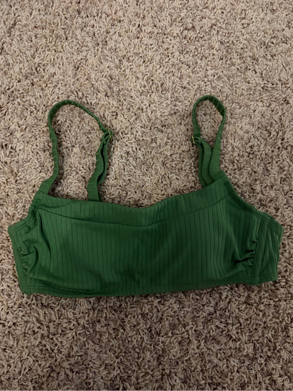 Green Ribbed Bralette Top
